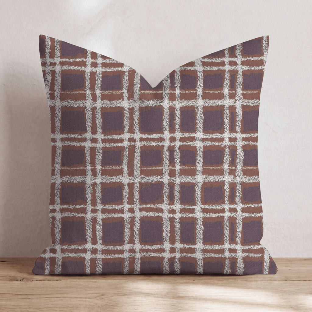 Rustic Autumn Plaid Throw Pillow - Hillcroft Home