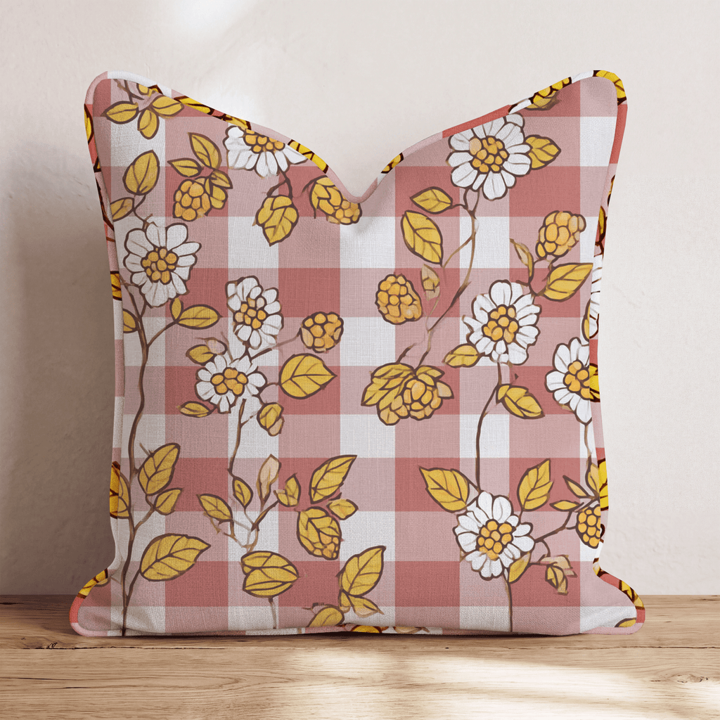 Rustic Berry Gingham Throw Pillow - Hillcroft Home