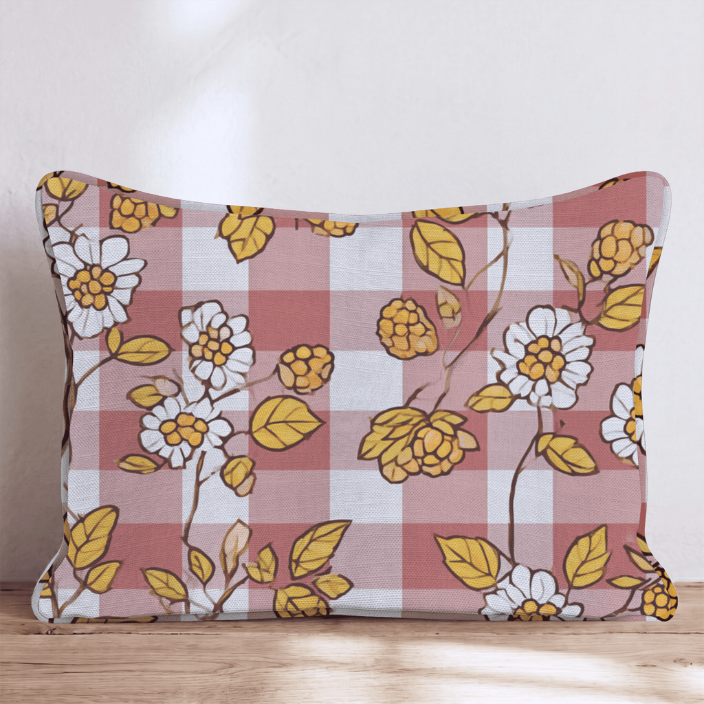 Rustic Berry Gingham Throw Pillow - Hillcroft Home