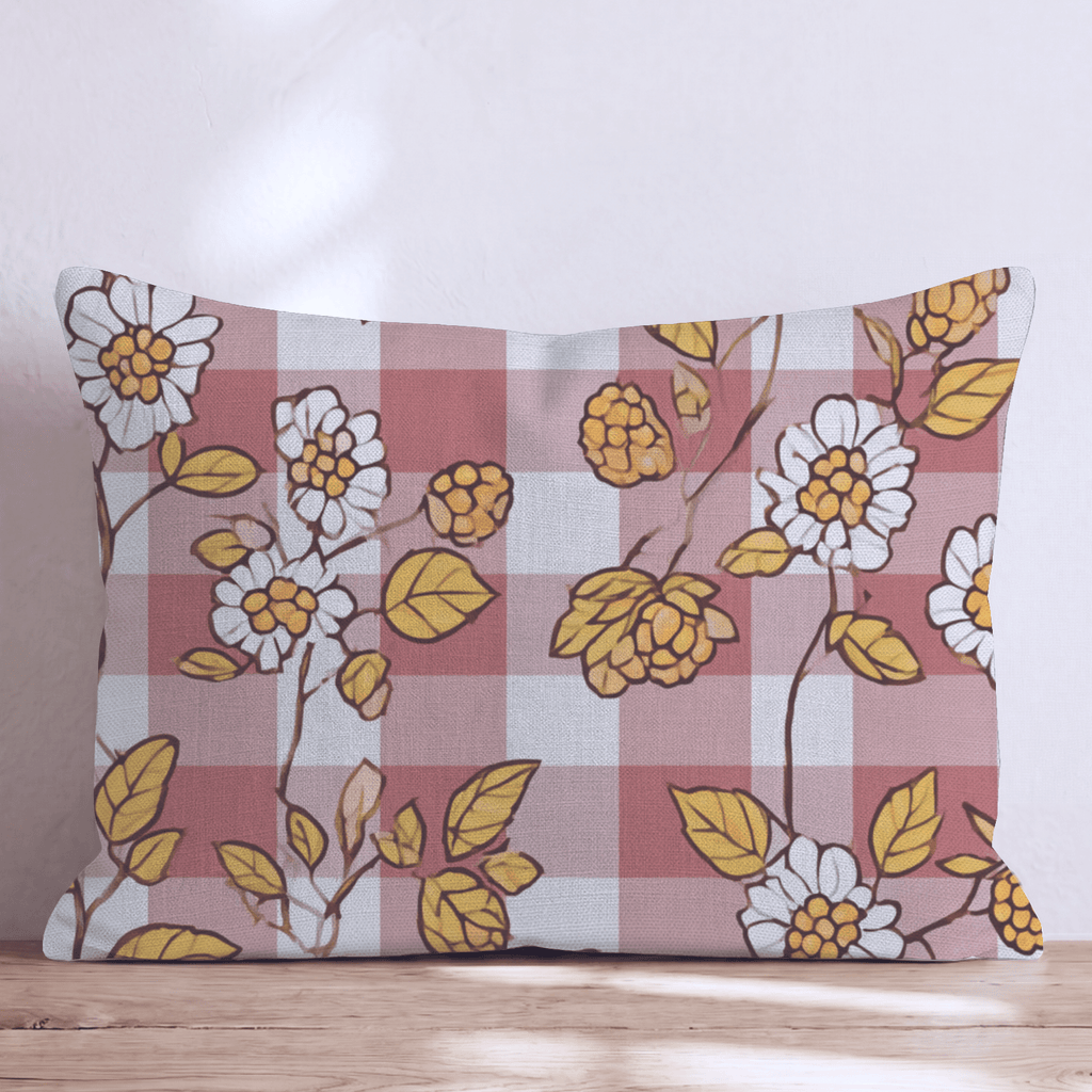 Rustic Berry Gingham Throw Pillow - Hillcroft Home