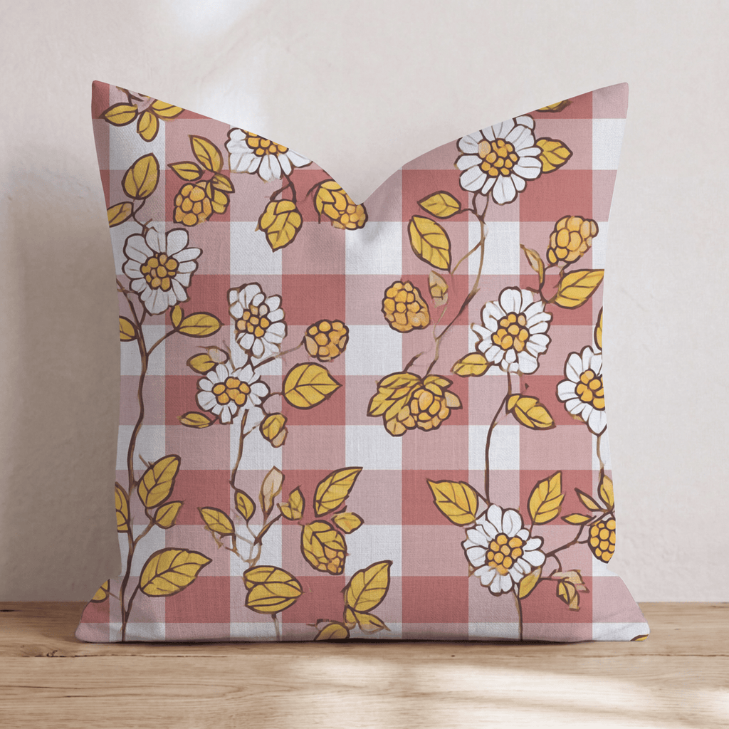 Rustic Berry Gingham Throw Pillow - Hillcroft Home