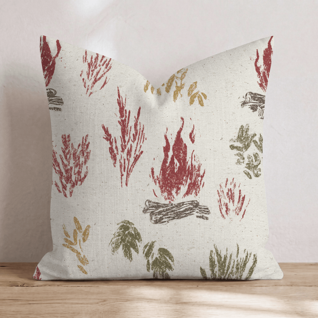 Rustic Bonfire & Sprig Throw Pillow - Hillcroft Home