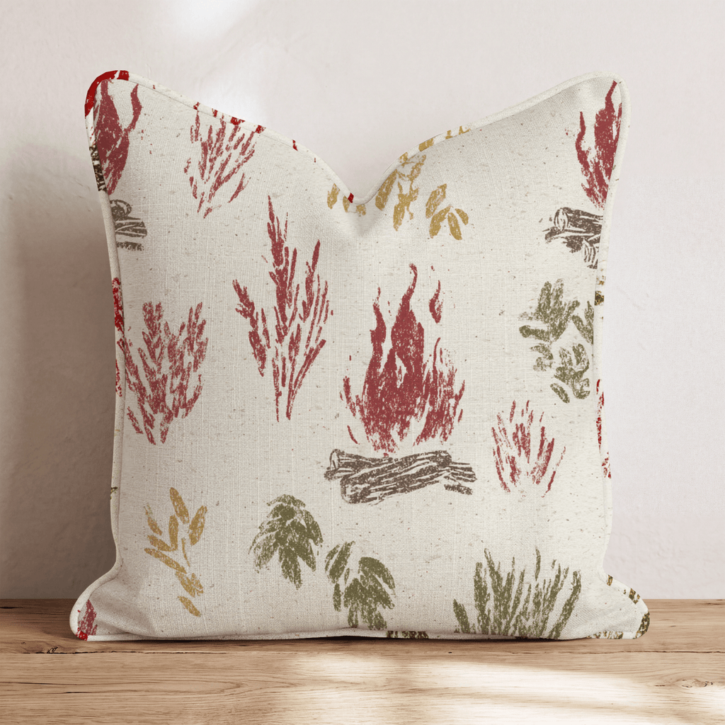 Rustic Bonfire & Sprig Throw Pillow - Hillcroft Home