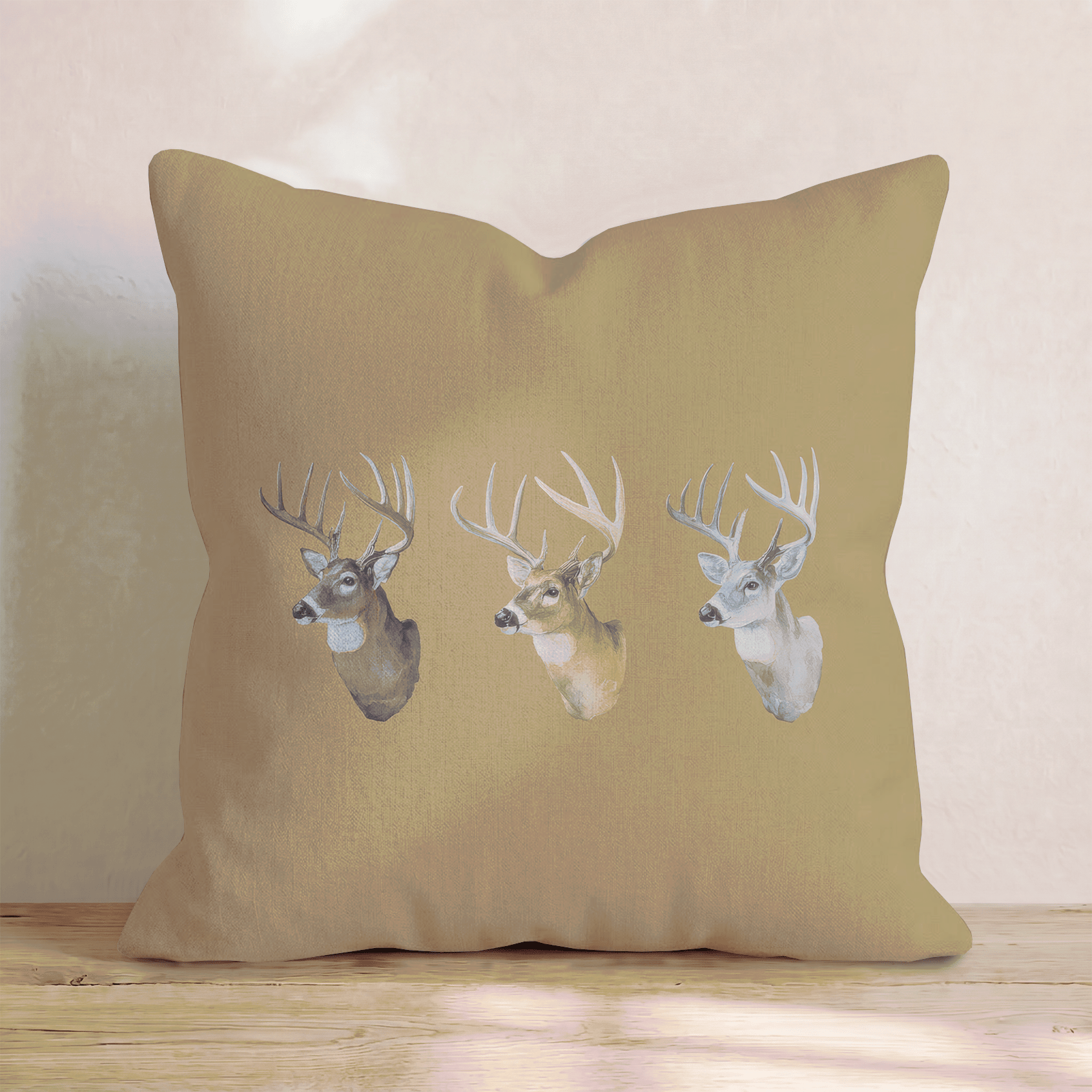 Rustic Stag Study Throw Pillow - Hillcroft Home