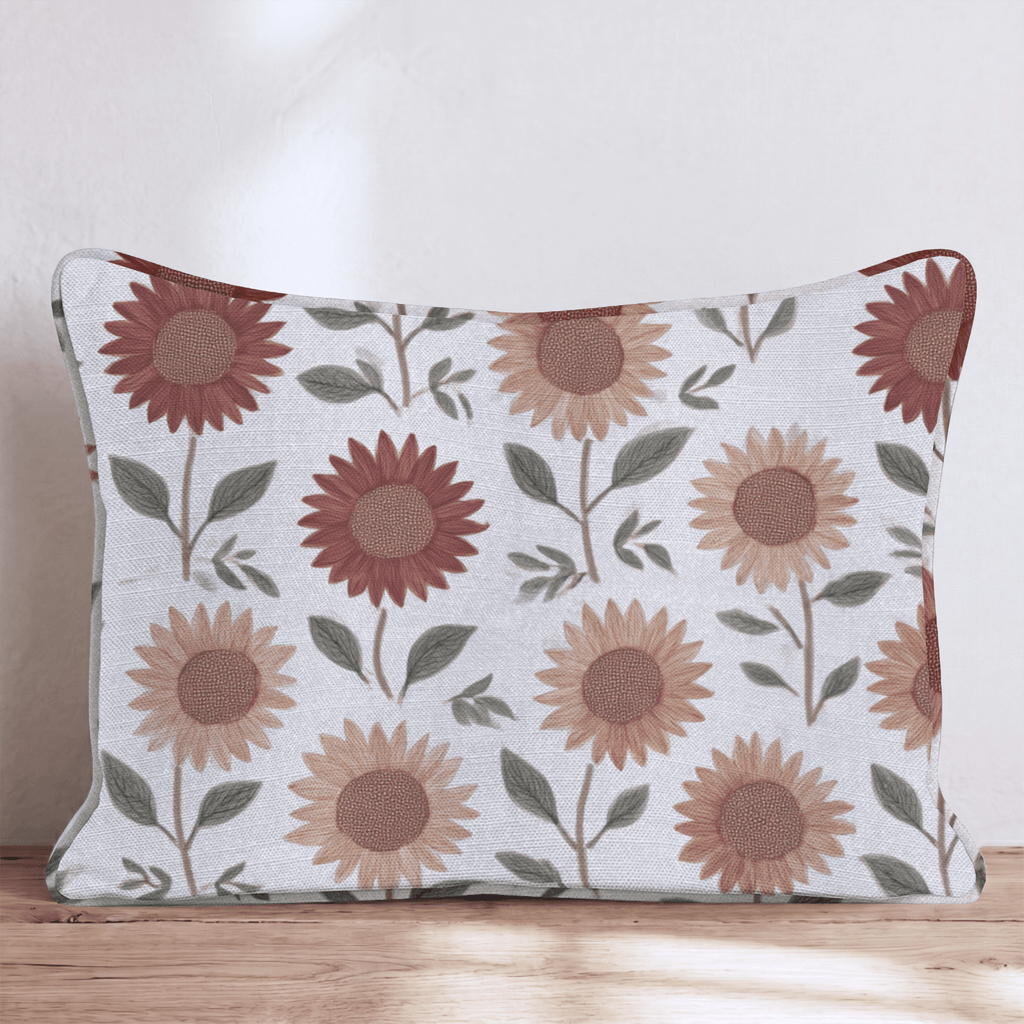 Rustic Sunflower Rows Throw Pillow - Hillcroft Home