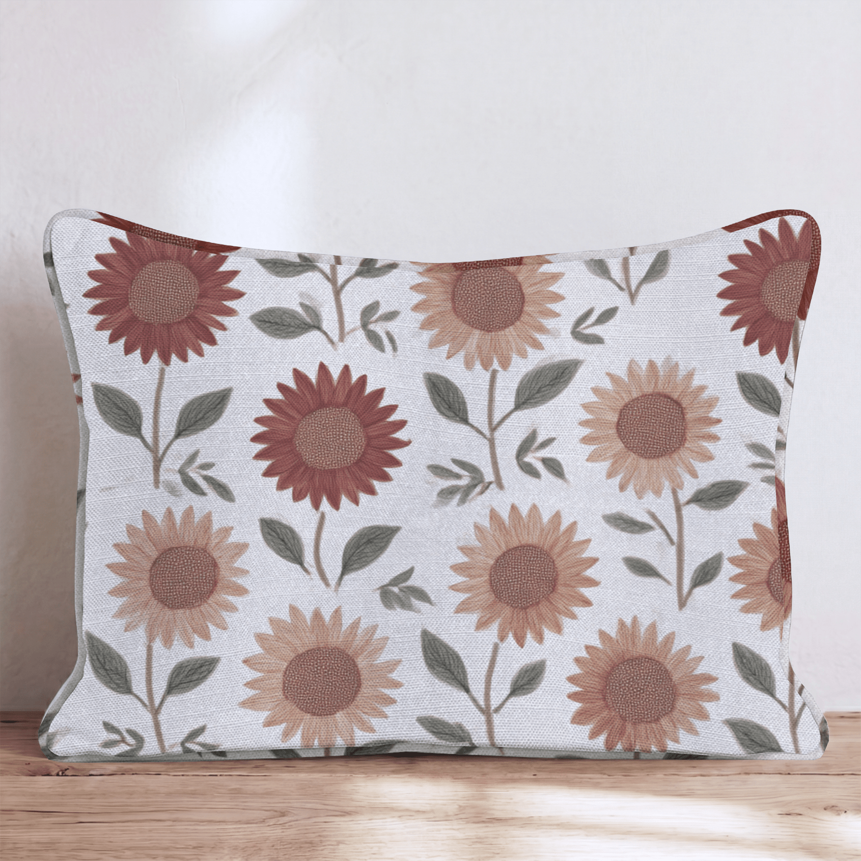 Rustic Sunflower Rows Throw Pillow - Hillcroft Home