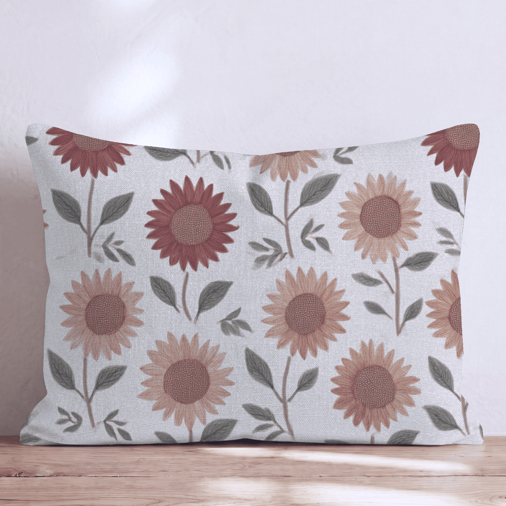 Rustic Sunflower Rows Throw Pillow - Hillcroft Home