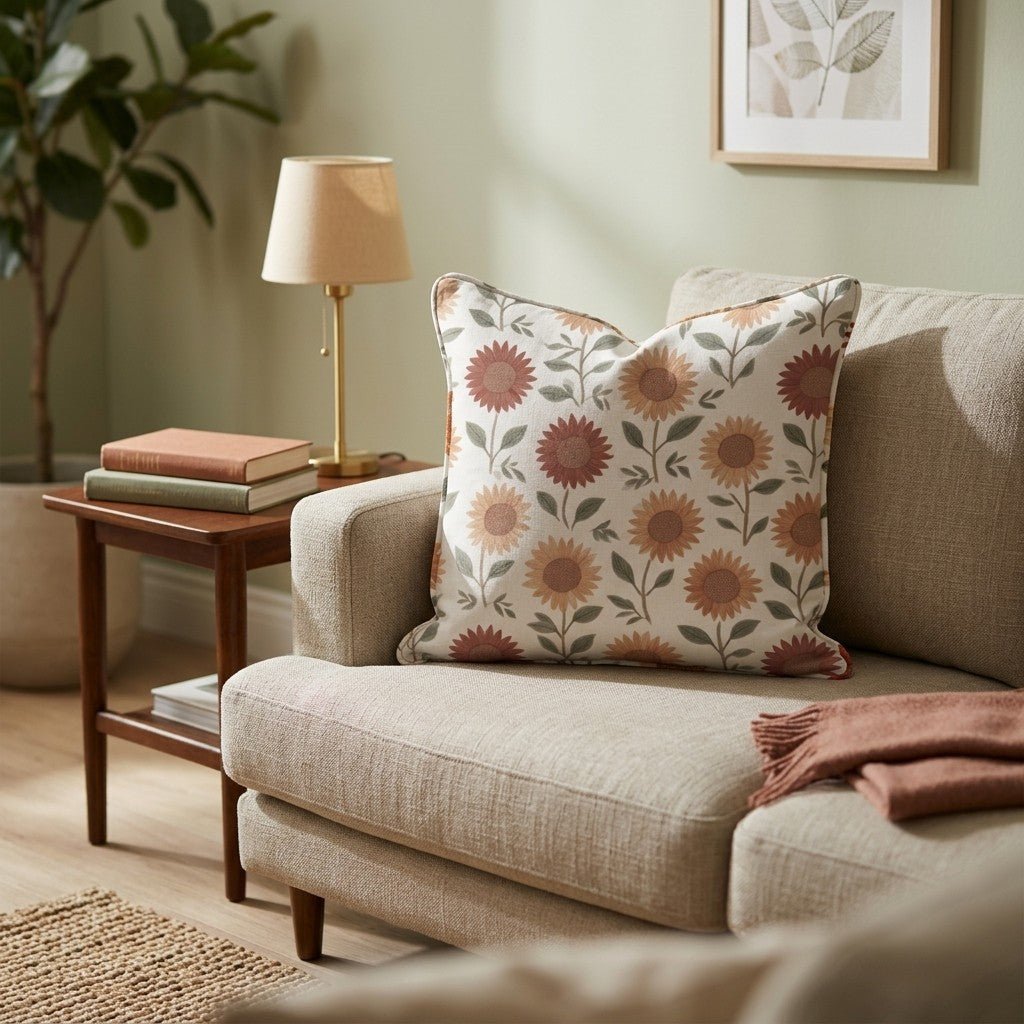 Rustic Sunflower Rows Throw Pillow - Hillcroft Home