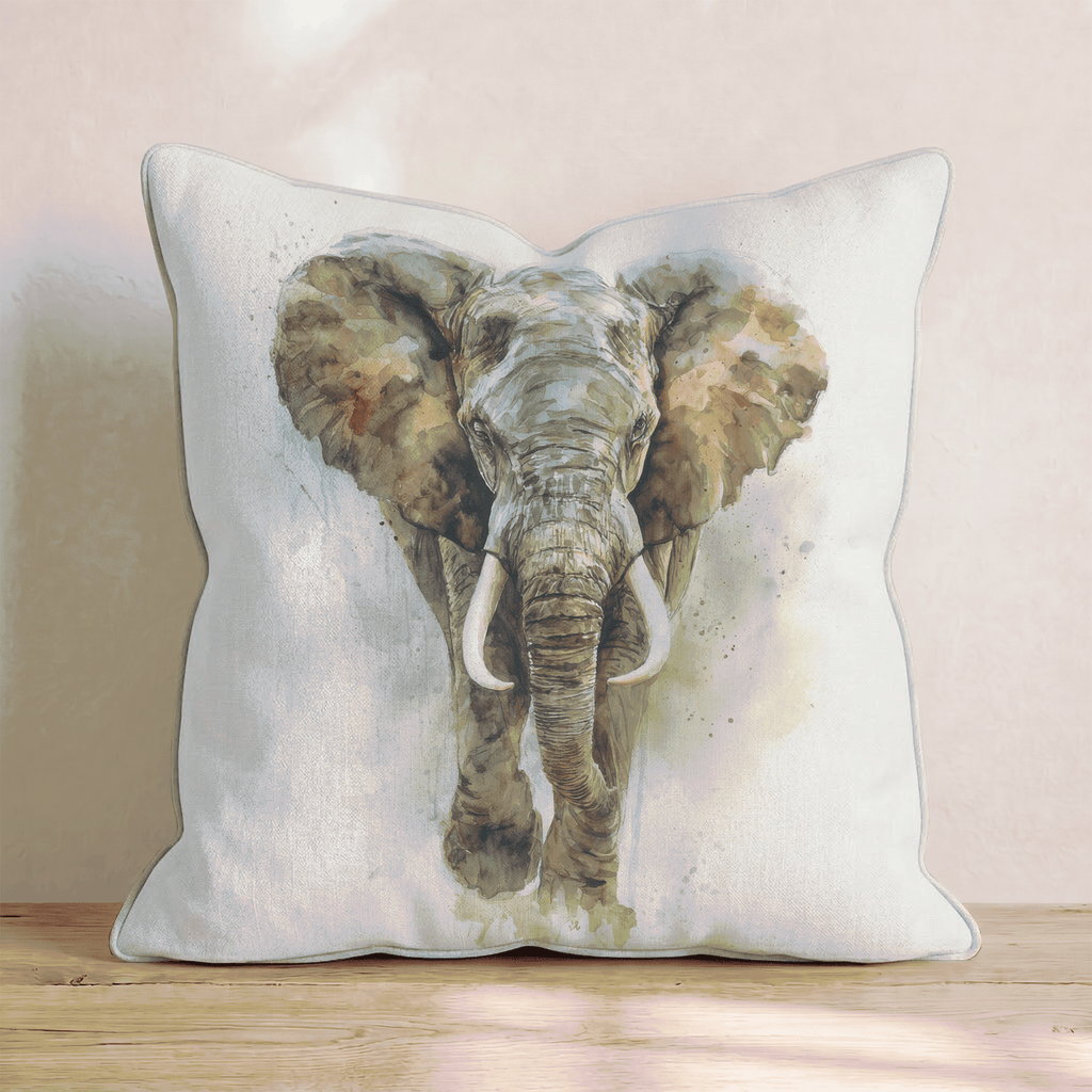 Safari Elephant Earth Throw Pillow - Hillcroft Home