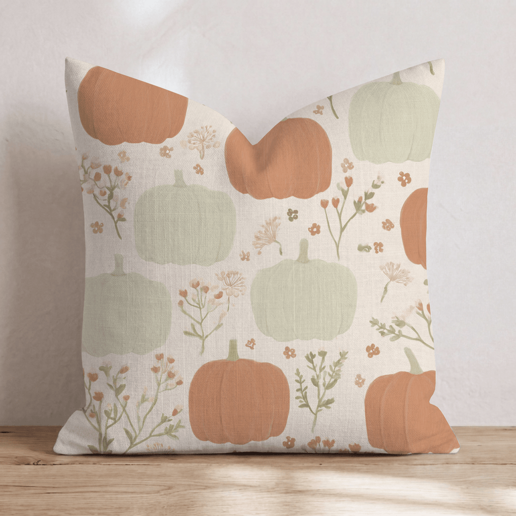 Sage and Orange Pumpkin Throw Pillow - Hillcroft Home