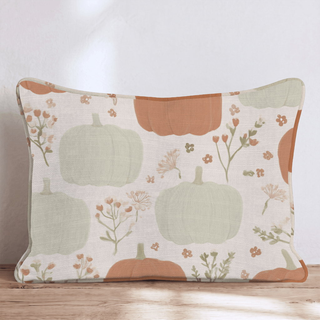 Sage and Orange Pumpkin Throw Pillow - Hillcroft Home