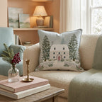 Sage Cottage Wreath Door Throw Pillow - Hillcroft Home