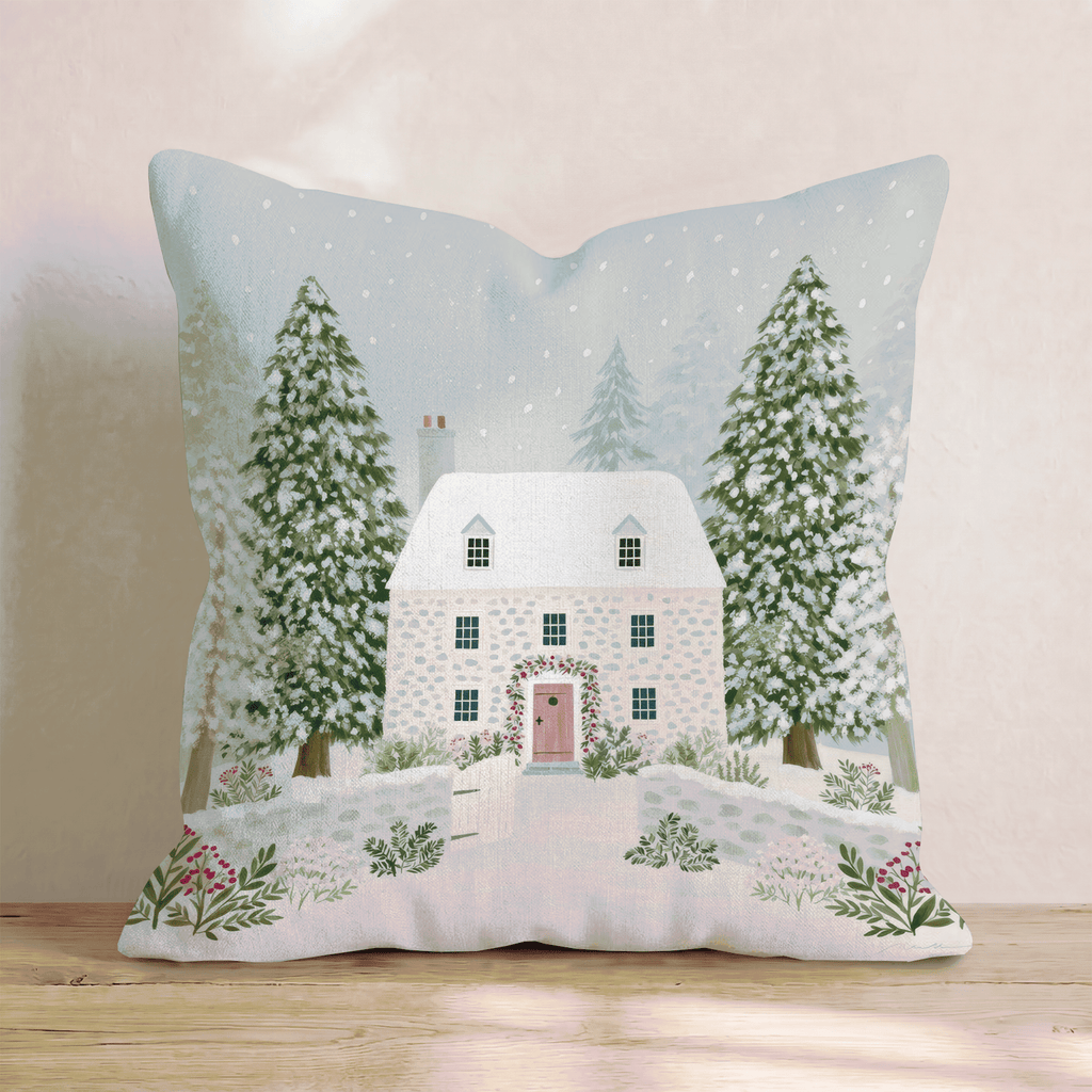 Sage Cottage Wreath Door Throw Pillow - Hillcroft Home