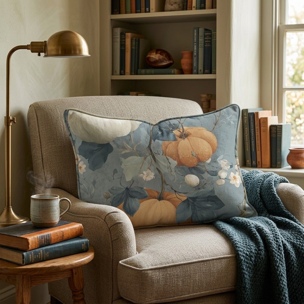 Sage & Cream Pumpkin Toile Throw Pillow - Hillcroft Home