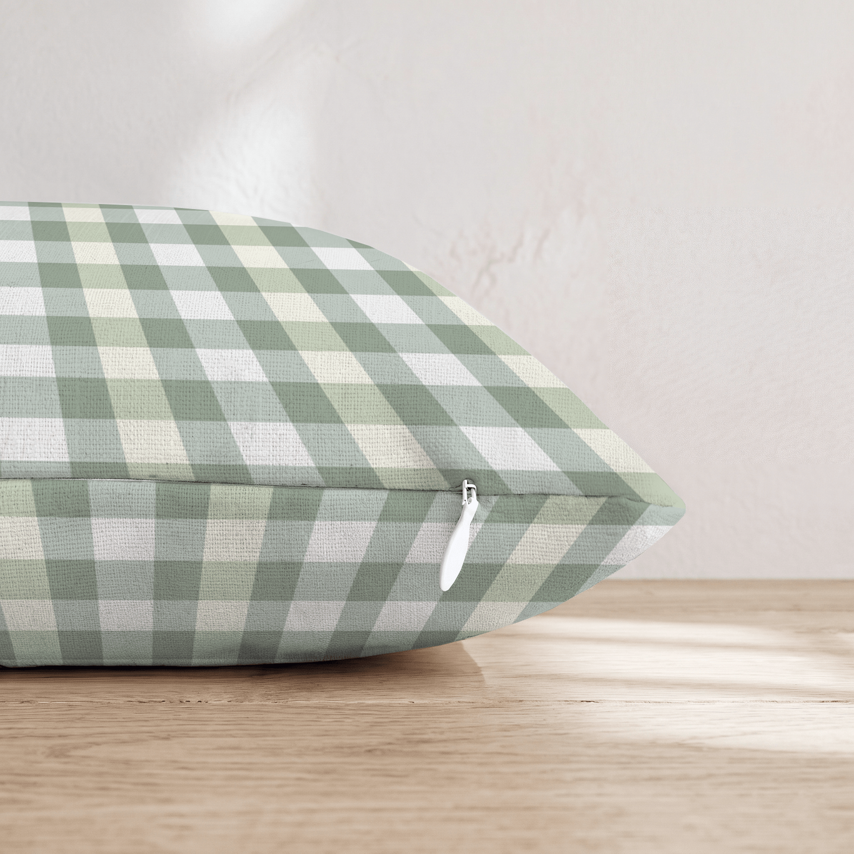 Sage Gingham Check Throw Pillow - Hillcroft Home