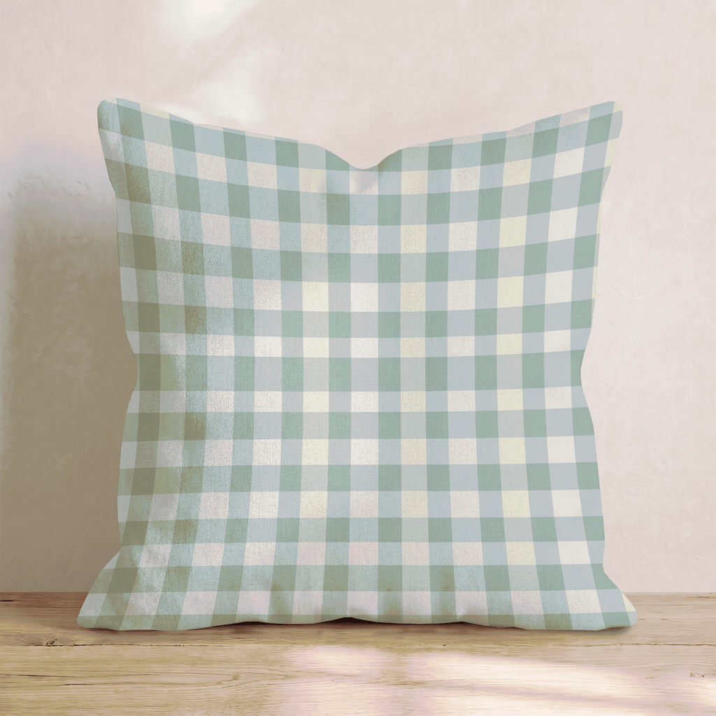 Sage Gingham Check Throw Pillow - Hillcroft Home