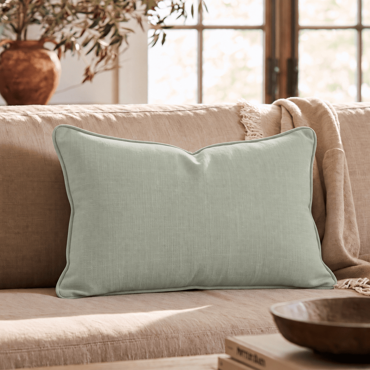 Sage Green Throw Pillow throw pillow - Hillcroft Home