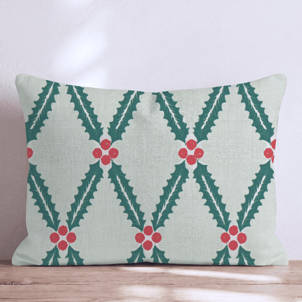 Sage Holly Lattice Throw Pillow throw pillow - Hillcroft Home