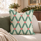 Sage Holly Lattice Throw Pillow throw pillow - Hillcroft Home