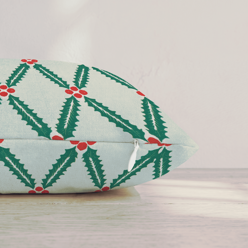 Sage Holly Lattice Throw Pillow throw pillow - Hillcroft Home