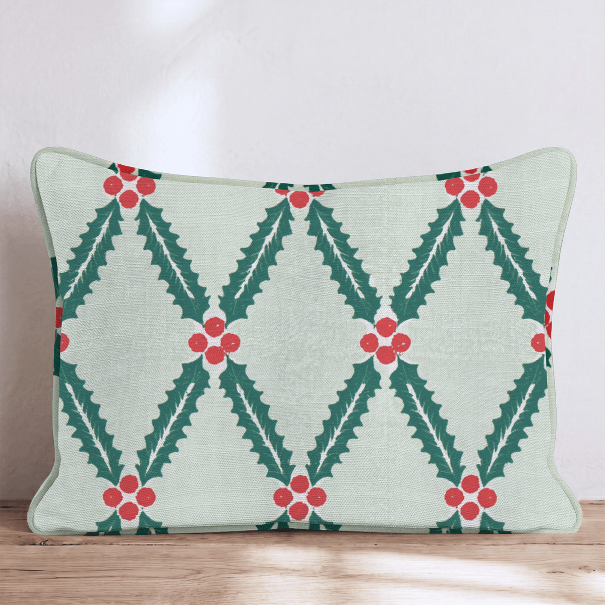 Sage Holly Lattice Throw Pillow throw pillow - Hillcroft Home