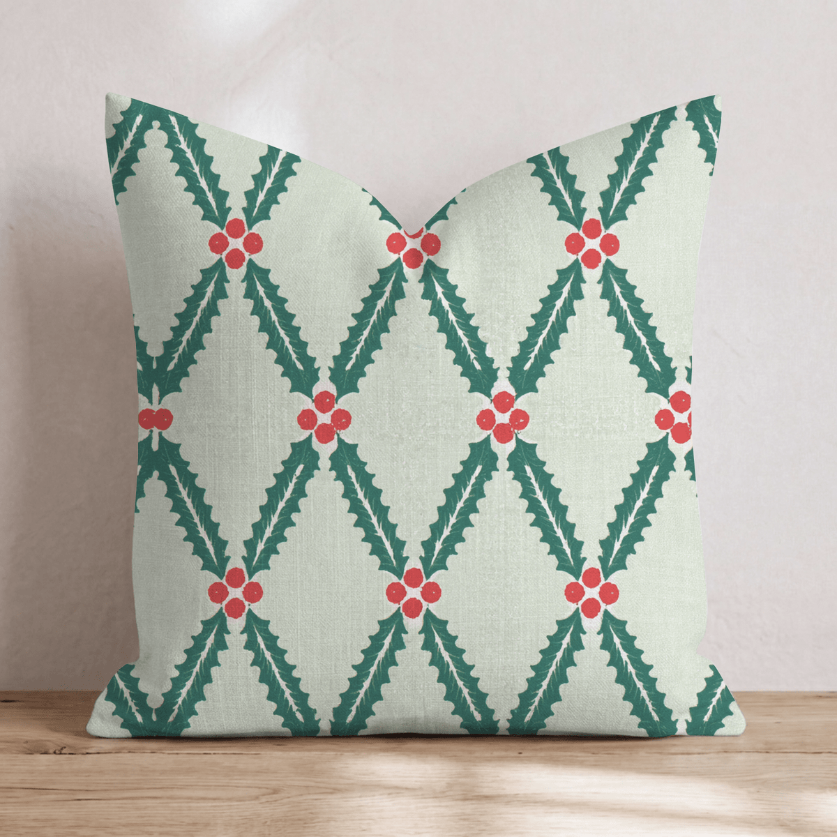 Sage Holly Lattice Throw Pillow throw pillow - Hillcroft Home