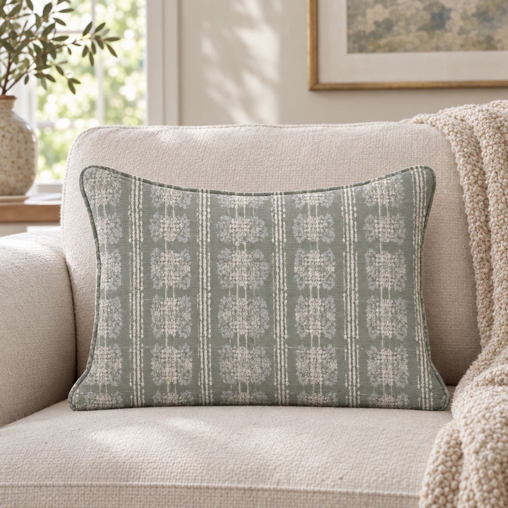 Sage Painted Plaid Throw Pillow throw pillow - Hillcroft Home