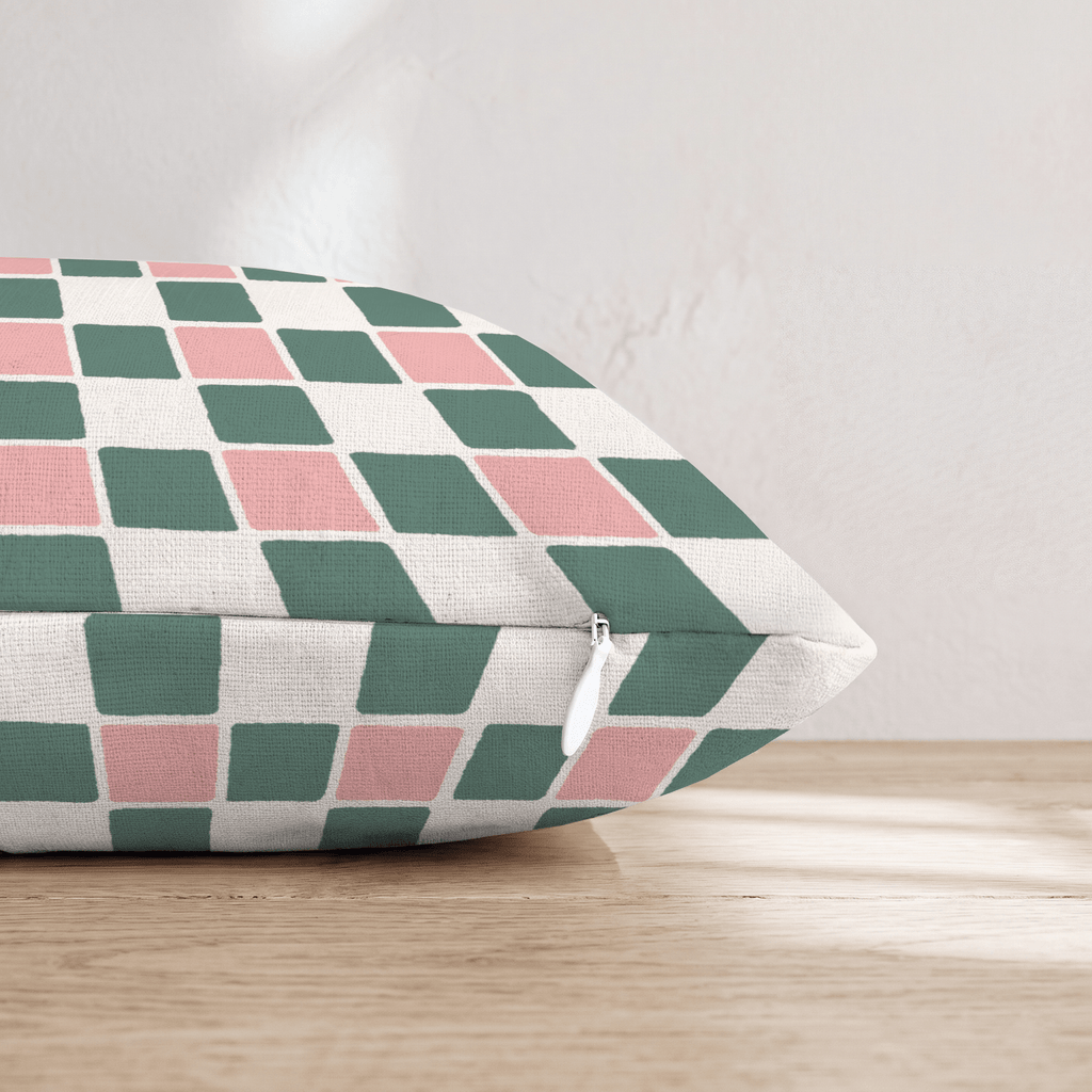 Sage Pink Rounded Check Throw Pillow - Hillcroft Home