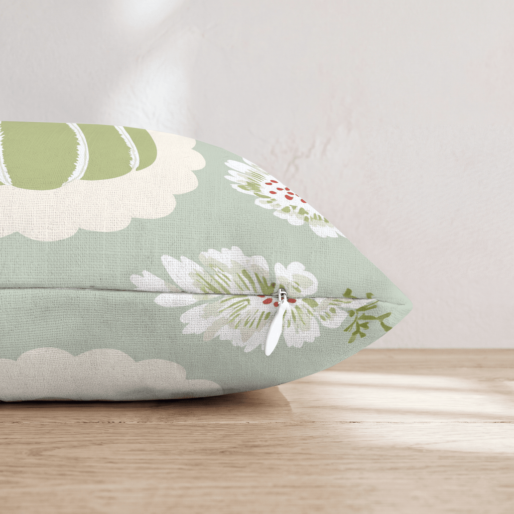 Sage Pumpkin Floral Throw Pillow - Hillcroft Home