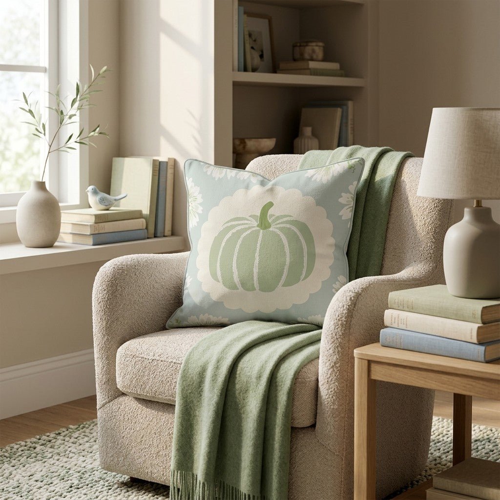 Sage Pumpkin Floral Throw Pillow - Hillcroft Home
