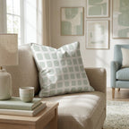 Sage Square Grid Throw Pillow - Hillcroft Home