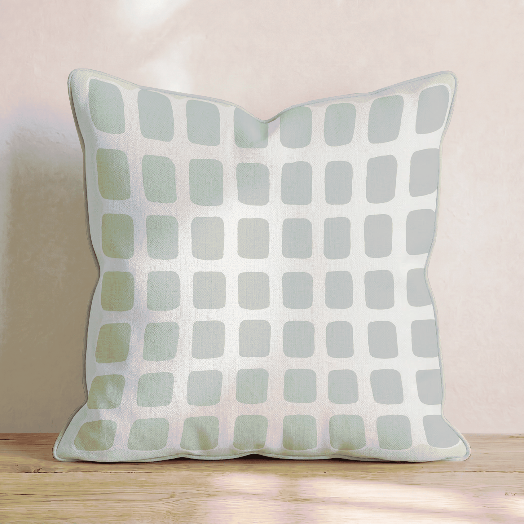 Sage Square Grid Throw Pillow - Hillcroft Home