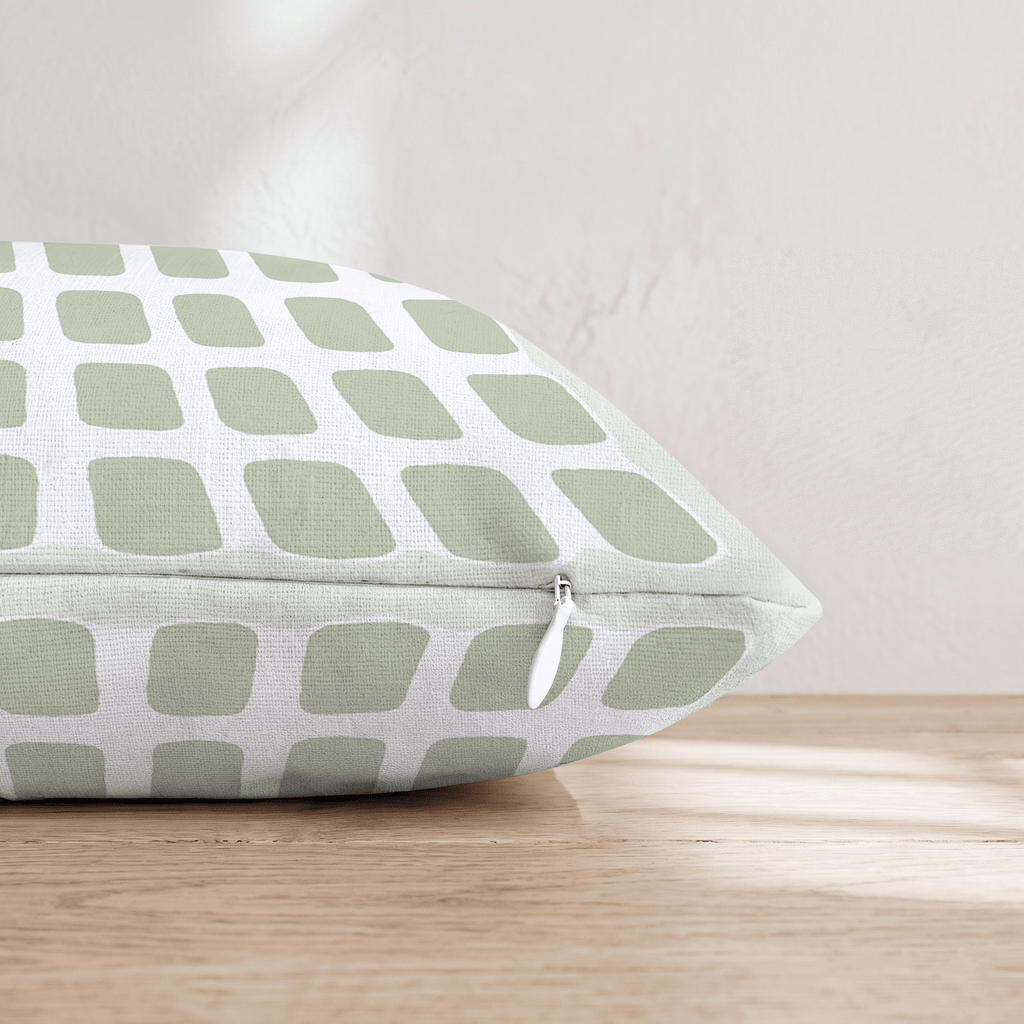 Sage Square Grid Throw Pillow - Hillcroft Home