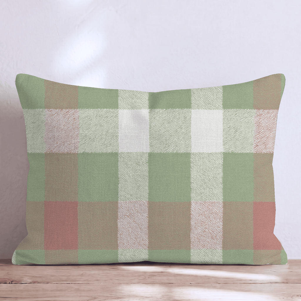 Sage & Terracotta Check Throw Pillow - Hillcroft Home