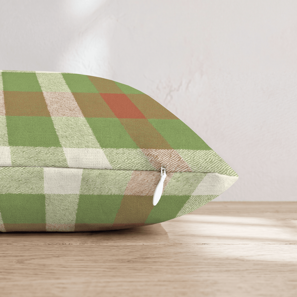 Sage & Terracotta Check Throw Pillow - Hillcroft Home