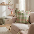 Sage & Terracotta Check Throw Pillow - Hillcroft Home