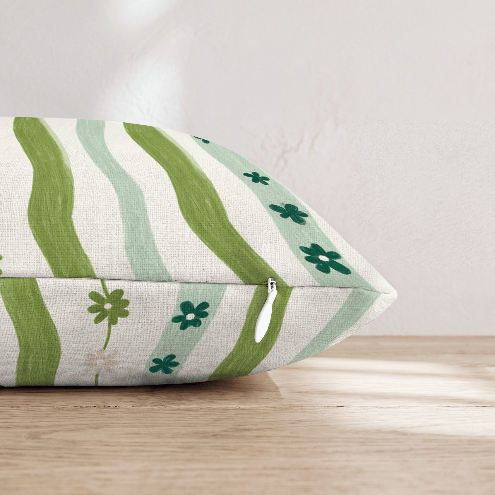 Sage Wavy Stripe Throw Pillow - Hillcroft Home