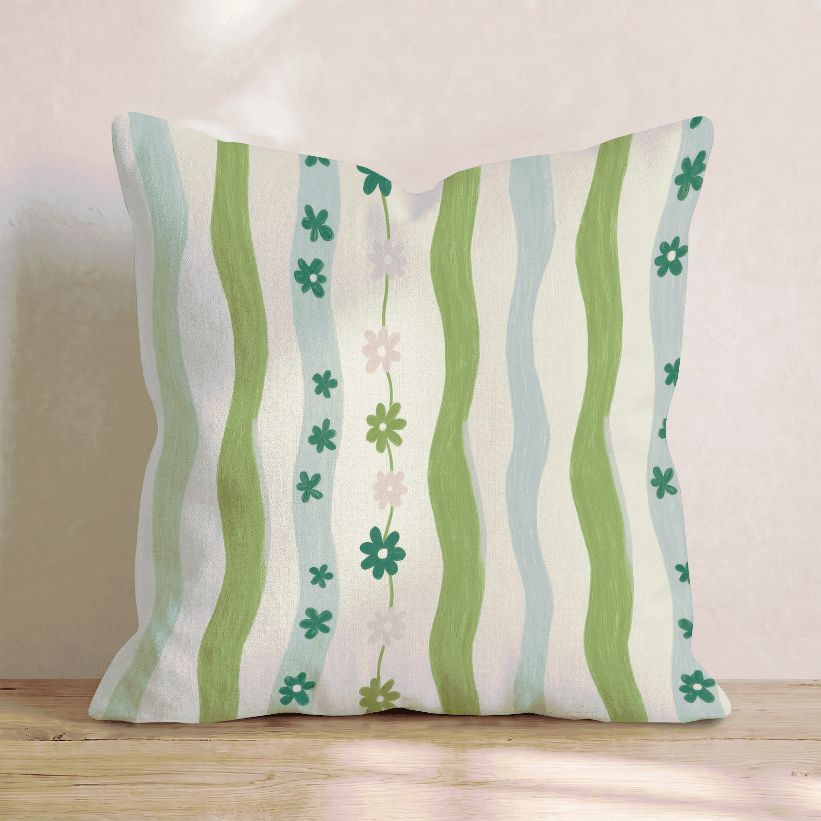Sage Wavy Stripe Throw Pillow - Hillcroft Home