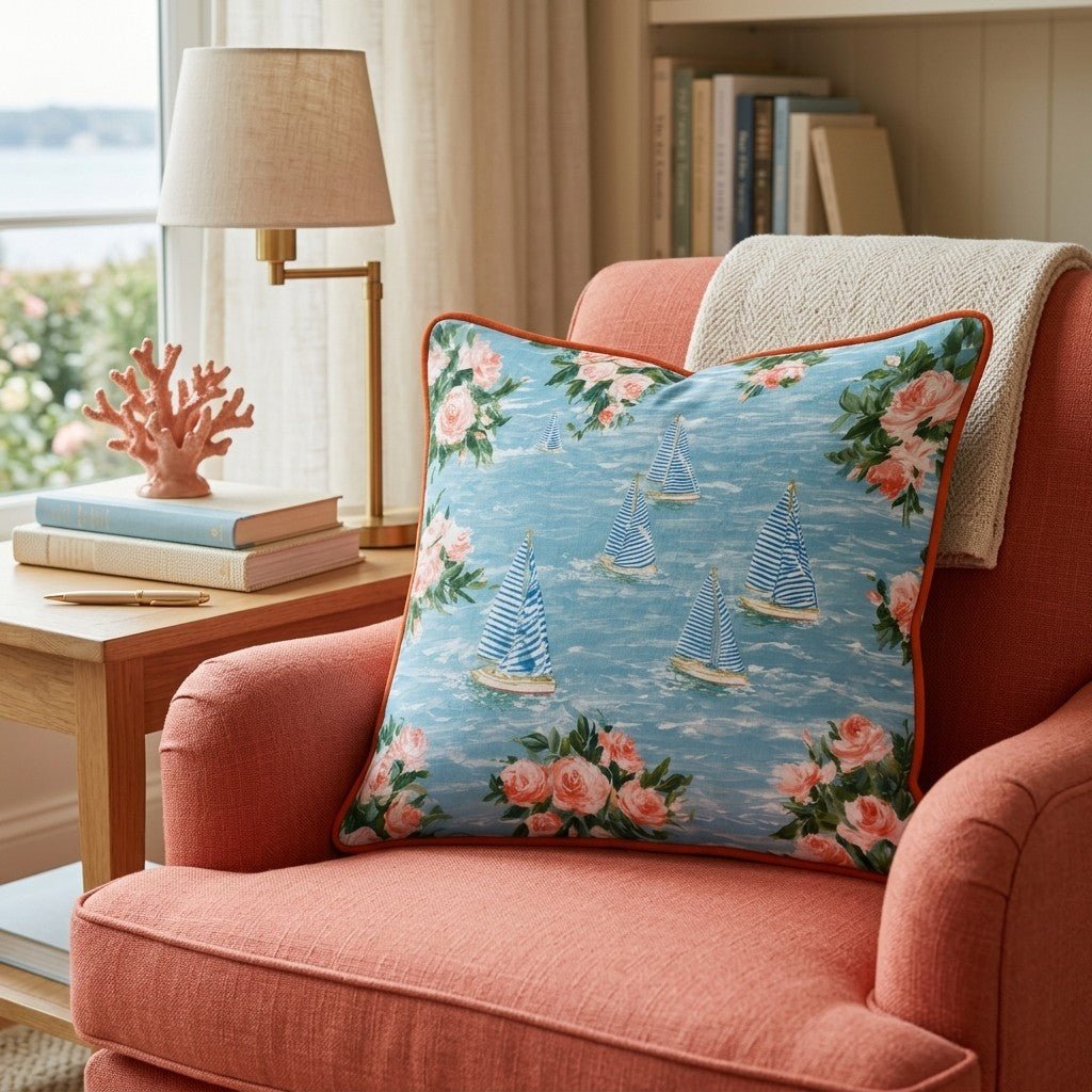 Sail on the Coast Throw Pillow - Hillcroft Home