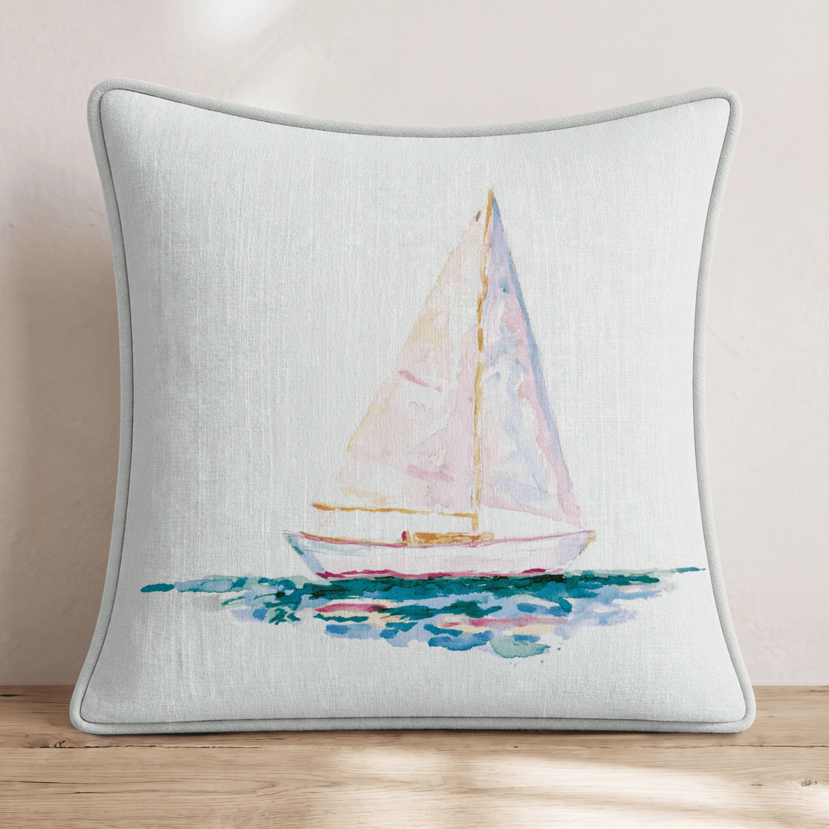 Sailboat Blue Horizon Throw Pillow - Hillcroft Home