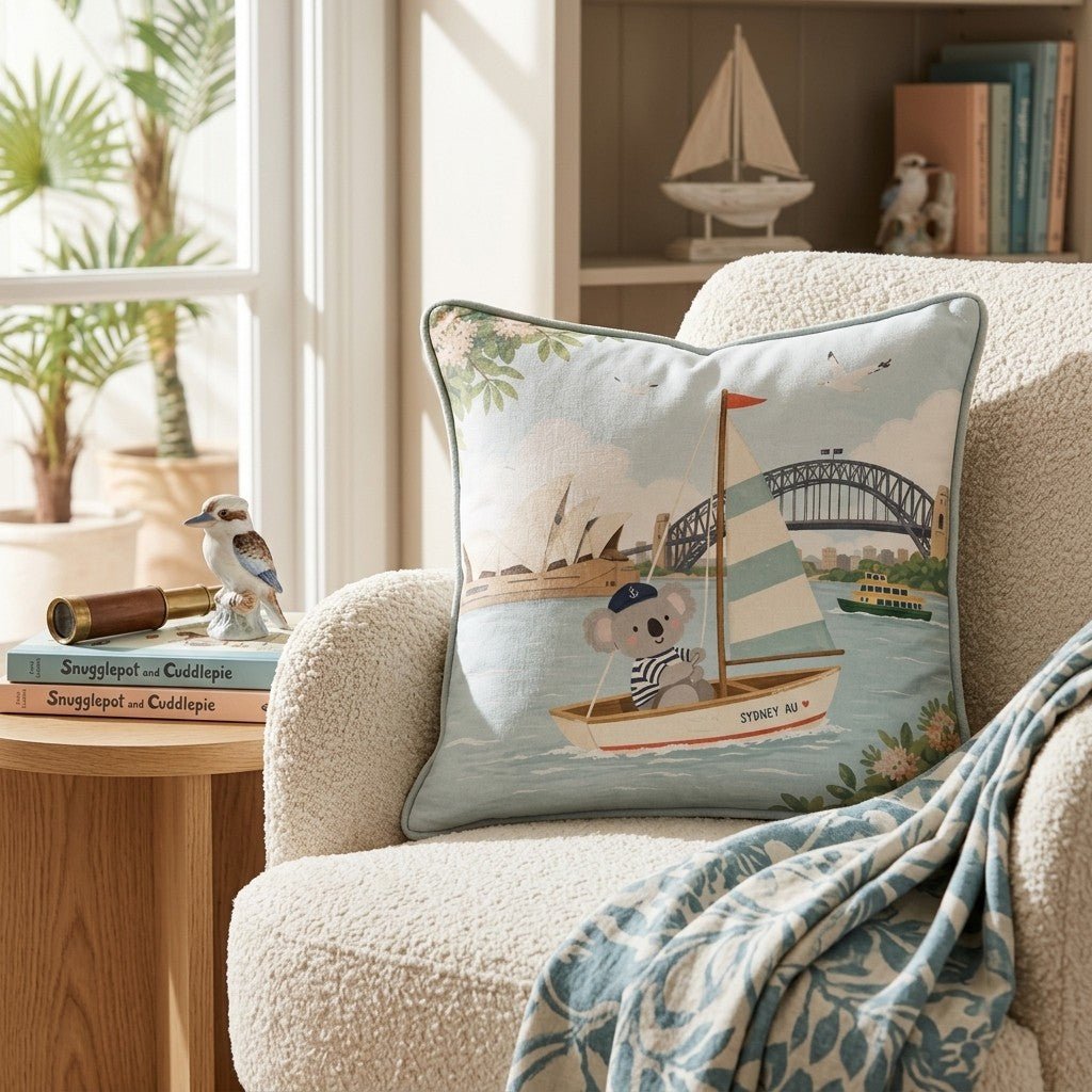 Sailing in Sydney Throw Pillow - Hillcroft Home