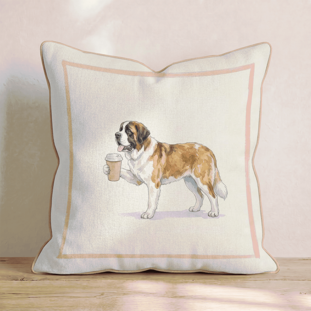 Saint Bernard Coffee Throw Pillow - Hillcroft Home
