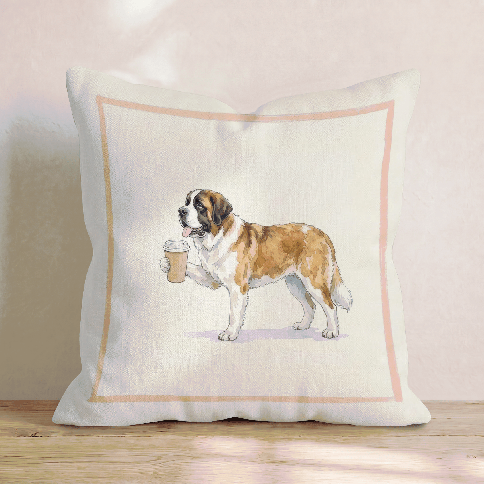 Saint Bernard Coffee Throw Pillow - Hillcroft Home