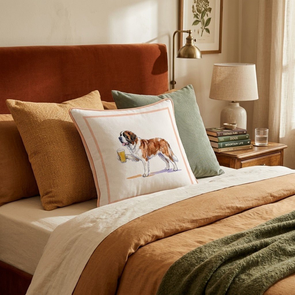 Saint Bernard Lager Throw Pillow - Hillcroft Home