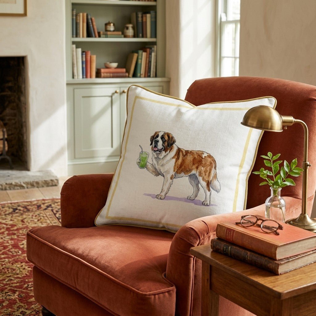 Saint Bernard Matcha Throw Pillow - Hillcroft Home