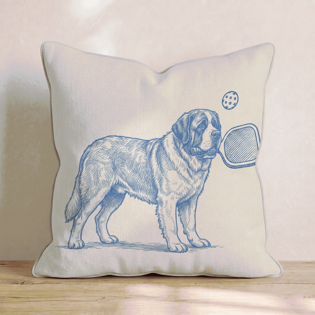 Saint Bernard Pickleball Throw Pillow - Hillcroft Home