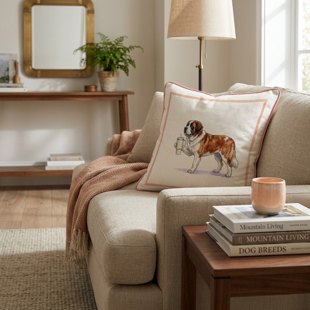 Saint Bernard Tumbler Throw Pillow - Hillcroft Home