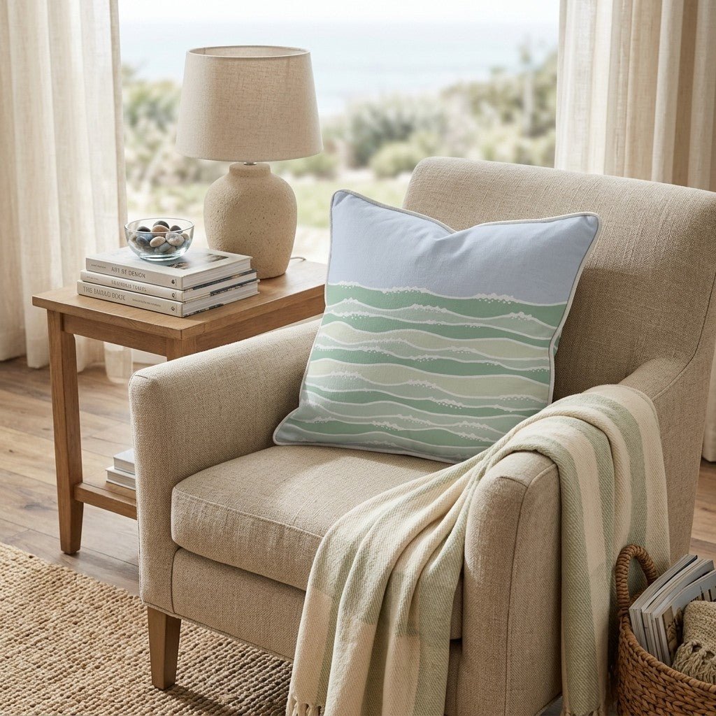 Salty Waves Throw Pillow - Hillcroft Home