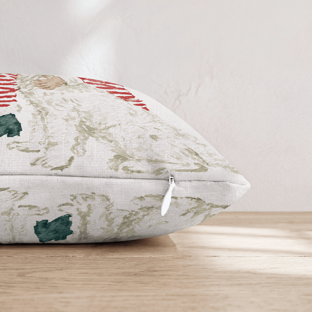 Santa And His Two Pups Throw Pillow - Hillcroft Home
