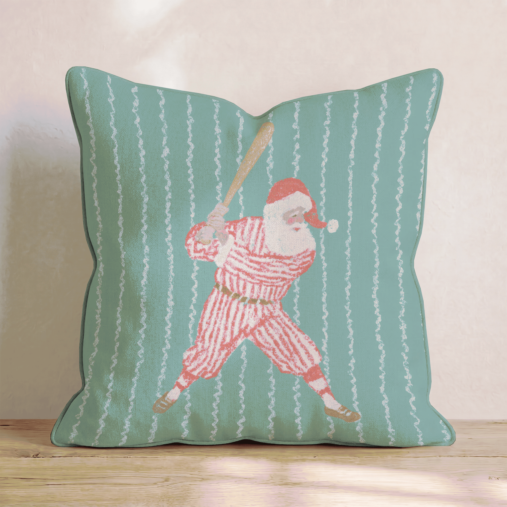 Santa Batter Up Throw Pillow - Hillcroft Home